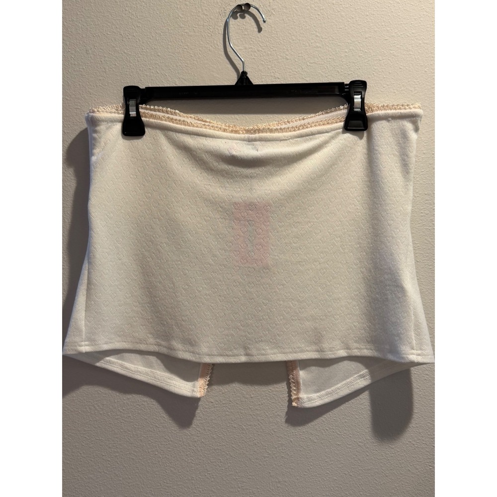 Edikted White Pointelle Tube Top Pink Lace Rosette Split Hem XL NWT - Picture 4 of 5